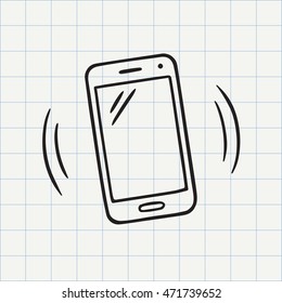 Smart phone doodle icon. Hand drawn sketch in vector