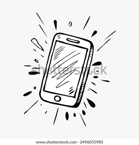 Smart phone doodle icon. Hand drawn sketch in vector