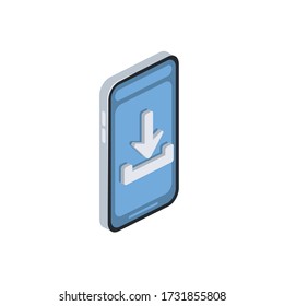 Download von Smartphones. Vector 3d isometrisch, Farbe Web Icon, neue flache Stil. Creative Illustration Design, isolierte grafische Idee für Infografiken.