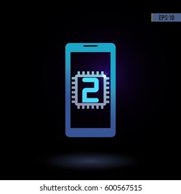 Smart phone with dual-core. Vector icon. Graphic symbol for web design, logo.