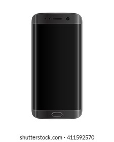 Smart phone with edge display design. Black color with blank black display.