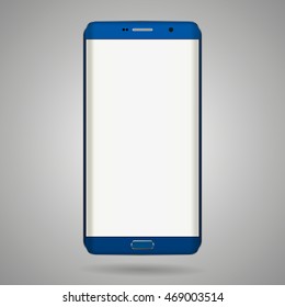 Smart phone with edge display design. Dark blue color with blank white display