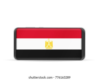 Smart phone Egypt flag on a white background.