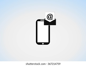 Smart phone with e-mail icon or the incoming SMS. Vector
