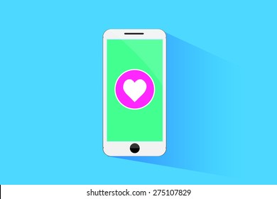 Smart phone flat design with icon.