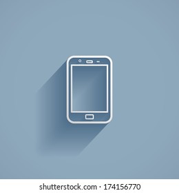 Smart Phone, flat icon isolated on a blue background for your design, vector illustration