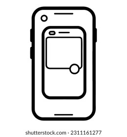smart phone in flat line art style isolated on background