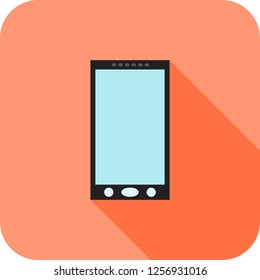 Smart phone flat multi color long shadow icon.