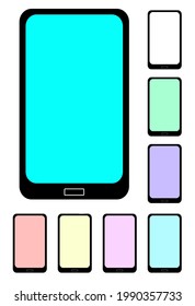 smart phone flat vector icon with different screen colors