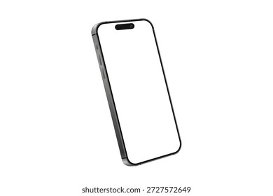 Pantalla en blanco del marco del teléfono inteligente en un giro de la esquina, maqueta del teléfono móvil aislada