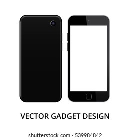 Smart phone in front and back sides on white background. Realistic vector illustration, for graphic and web design