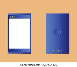 smart phone  front part and back part with camera , flash light , finger print ,blue colour.