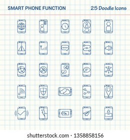 Smart phone functions 25 Doodle Icons. Hand Drawn Business Icon set