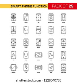 Smart phone functions Black Line Icon - 25 Business Outline Icon Set