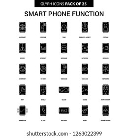 Smart phone functions Glyph Vector Icon set