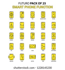 Smart phone functions Icon Set. Yellow Futuro Latest Design icon Pack