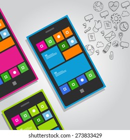 smart phone functions icon vector mobile phone pictograms