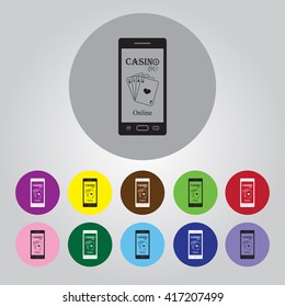 Smart phone Gambling vector icon