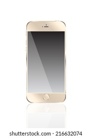 Smart phone gold on white background. Can use website and printing etc