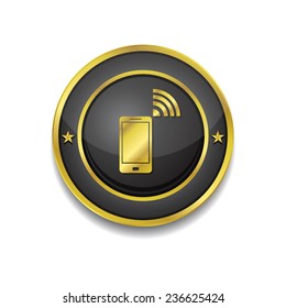 Smart Phone Gold Vector Icon Button