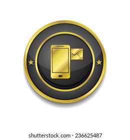 Smart Phone Gold Vector Icon Button