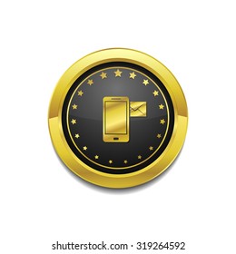 Smart Phone Golden Vector Icon Button