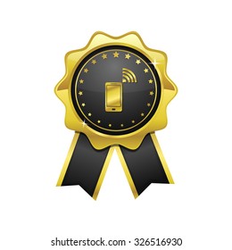 Smart Phone golden Vector Icon Design