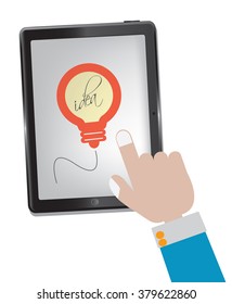 smart phone hand with bulb idea