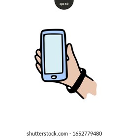 Smart Phone Hand Drawn Doodle icon . vector illustration