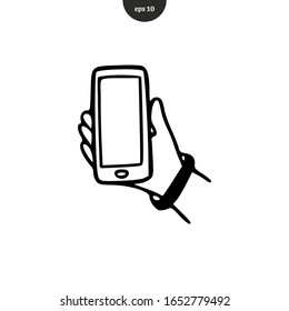 Smart Phone Hand Drawn Doodle icon . vector illustration