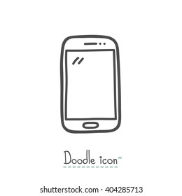 Telefone inteligente. Ícone Doodle desenhado à mão.