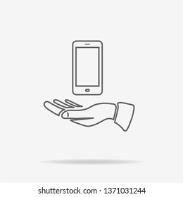 Smart phone and hand icon. Vector concept illustration for design.
