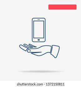 Smart phone and hand icon. Vector concept illustration for design.