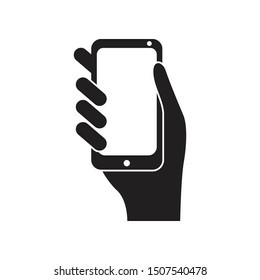 Smart phone in hand icon. vector illustration