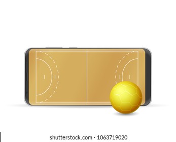 Smart phone handball on a white background.