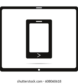Smart phone icon, black vector illustration