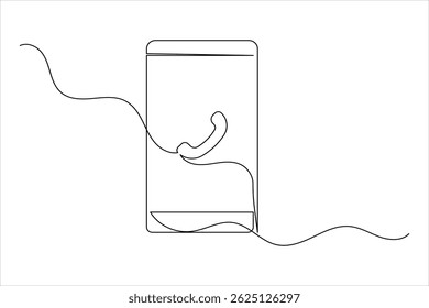 Smartphone-Symbol durchgehende einzeilige Zeichnung mit isolierten einfachen Umriss, Vektorgrafik
