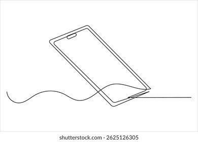 Smart phone icon continuous one line drawing with  isolate simple outline vector illustration