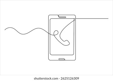 Smart phone icon continuous one line drawing with  isolate simple outline vector illustration