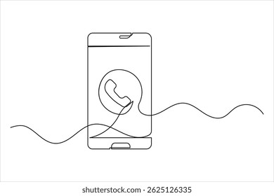 Icono de teléfono inteligente dibujo continuo de una línea con Ilustración vectorial de contorno simple aislado