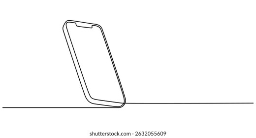 Smart phone icon continuous one line drawing with  isolate simple outline vector illustration, One continuous line drawing of smartphone vector illustration. Cellular phone monoline design. Technology