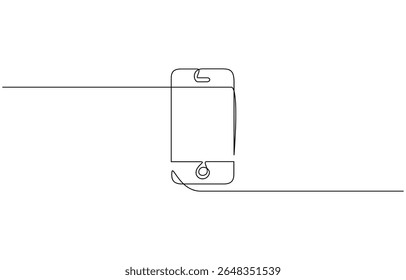 Smart phone icon continuous one line drawing with isolate simple outline, Continuous line. Continuous one line drawing smartphone. Technology, device  concept. Single line drawing.