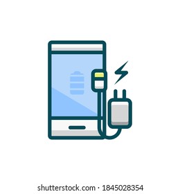 a smart phone icon equipped with a battery charger feature