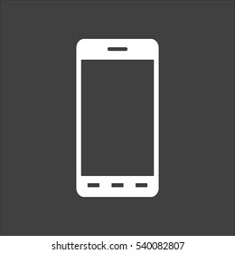 Smart phone icon flat. Vector white illustration isolated on black background. Flat symbol