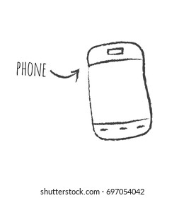 Smart phone icon in hand drawn style for web and creative design. Vector illustration. Isolated on white