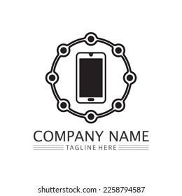 diseño del logotipo del icono del teléfono inteligente e ilustración del vector