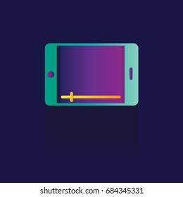 smart phone icon. logo. symbol. Touch screen instruction. Colorful. on blue background. design