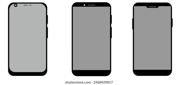 Smart phone icon mobile mockup. Front line cell phone on screen. Mobile phone symbol set. Vector illustration. on white background.