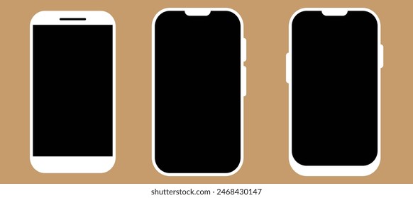 Smart phone icon mobile mockup. Front line cell phone on screen. Mobile phone symbol set. Vector illustration. 10 EPS