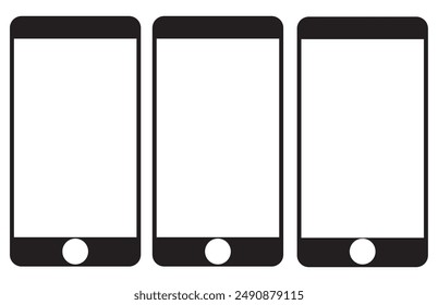 Smart phone icon mobile mockup. Front line cell phone on screen. Mobile phone symbol set. Vector illustration. on white background.